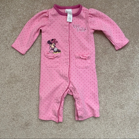 Pink polka dot ruffled Minnie Mouse coveralls - Picture 6 of 6